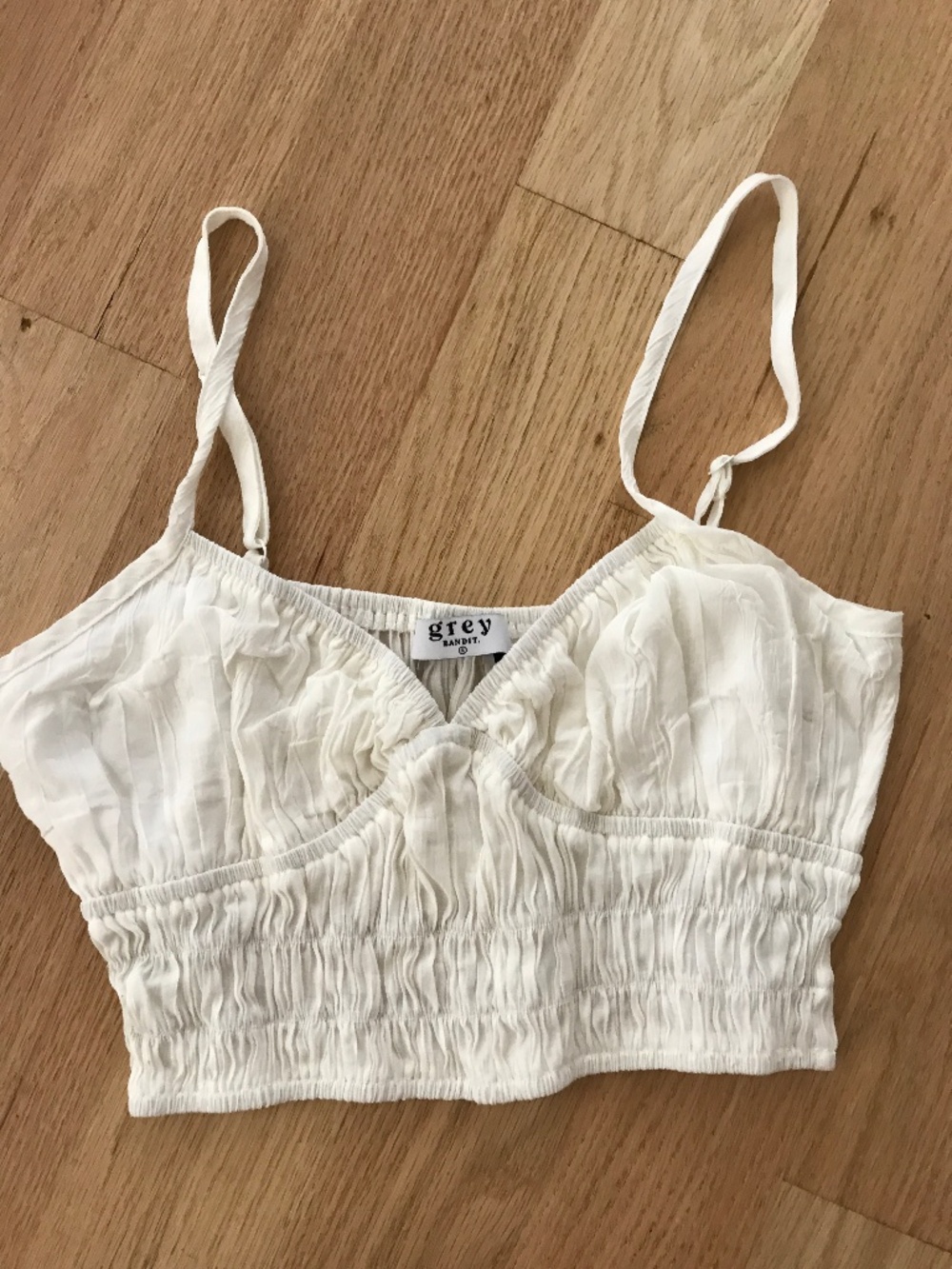 Free People grey bandit cream crop top